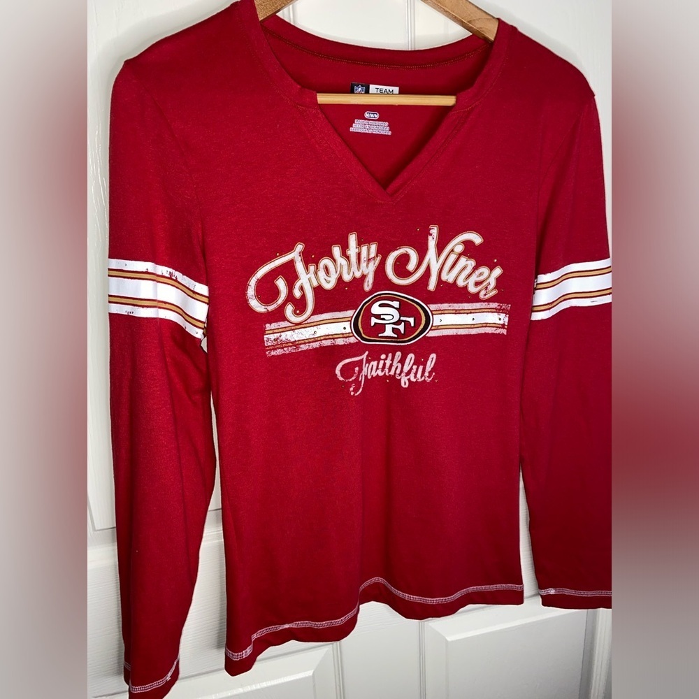 NFL Women's San Francisco 49ers Red Long Sleeve Tee, Tshirt, Top